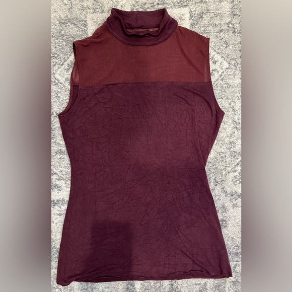 Bailey 44 Maroon Mock Neck Mesh Sleeveless Top Small - Picture 3 of 5